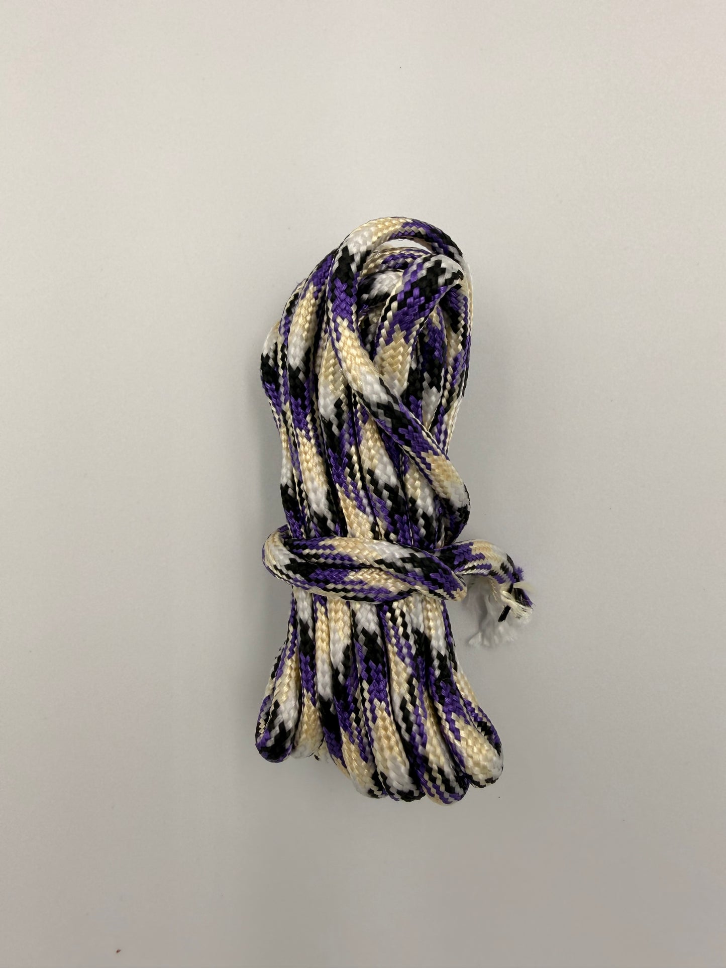 White Cream & Purple Paracord Bracelet - EDC Frameless Slingshot - Black Leather
