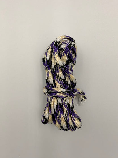 White Cream & Purple Paracord Bracelet - EDC Frameless Slingshot - Black Leather