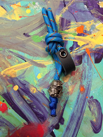 ** Daelin Custom** Blue on Blue Paracord EDC - Frameless Slingshot w/ Storm Trooper Charm - Blue Leather