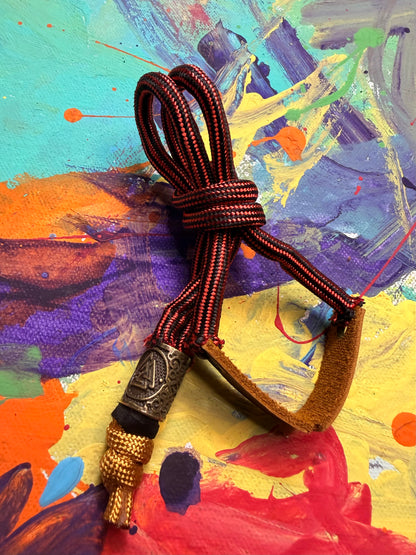Black & Res Paracord EDC - Frameless Slingshot w/ Nordic Charm - Genuine Leather