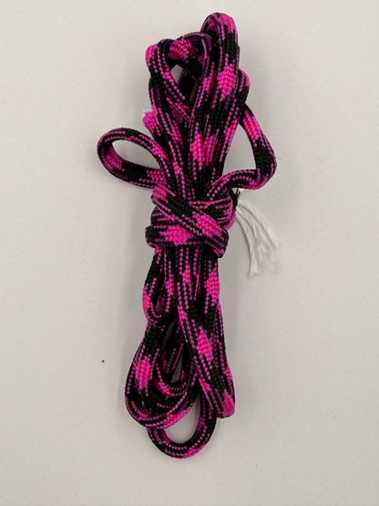 Pink & Black Paracord Bracelet - EDC Frameless Slingshot - Black Leather