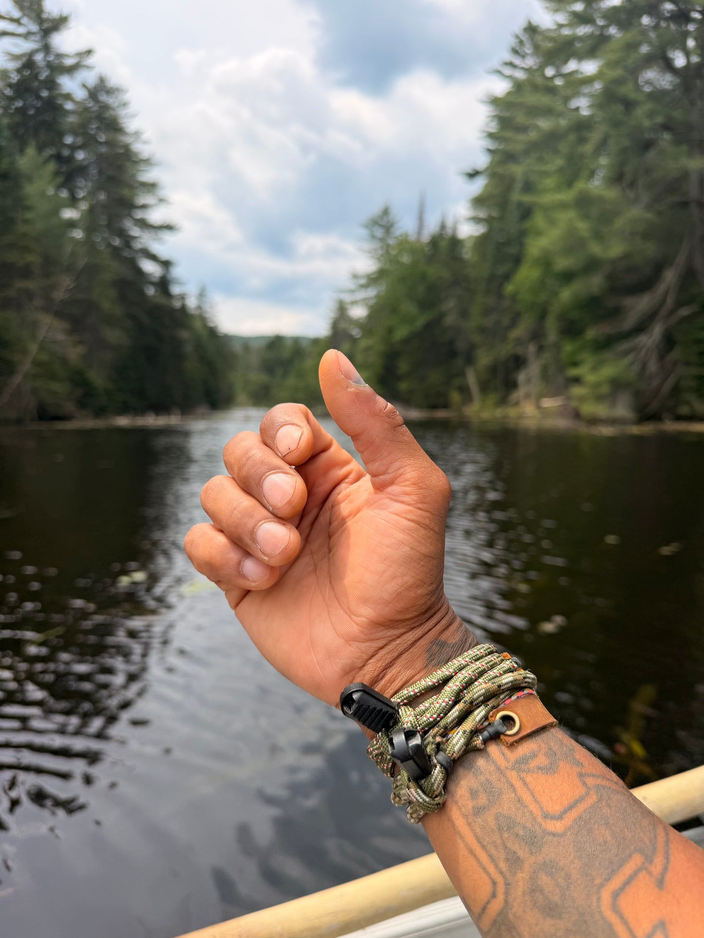 Tan & Green Paracord Bracelet - EDC Frameless Slingshot - Genuine Leather