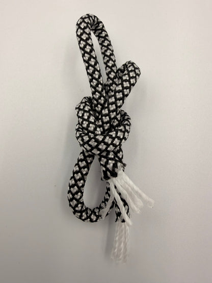 Black & Gray Paracord EDC - Frameless Slingshot w/ Large Warriors Head - Black Leather