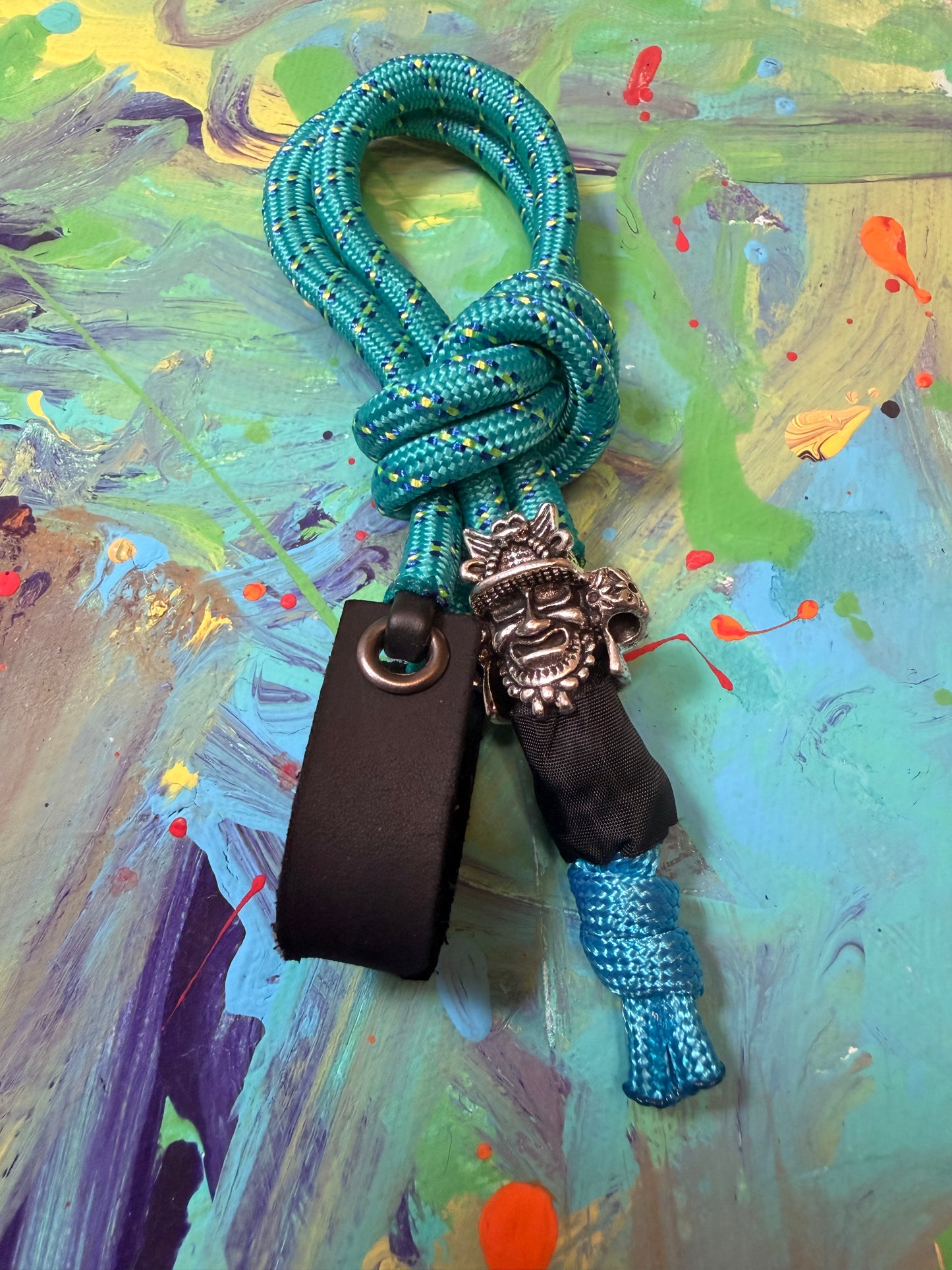 Mint Paracord EDC - Frameless Slingshot w/ Warrior Charm - Black Leather