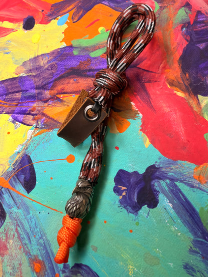 Brown Camo Paracord EDC - Frameless Slingshot w/ Eagle - Brown Leather