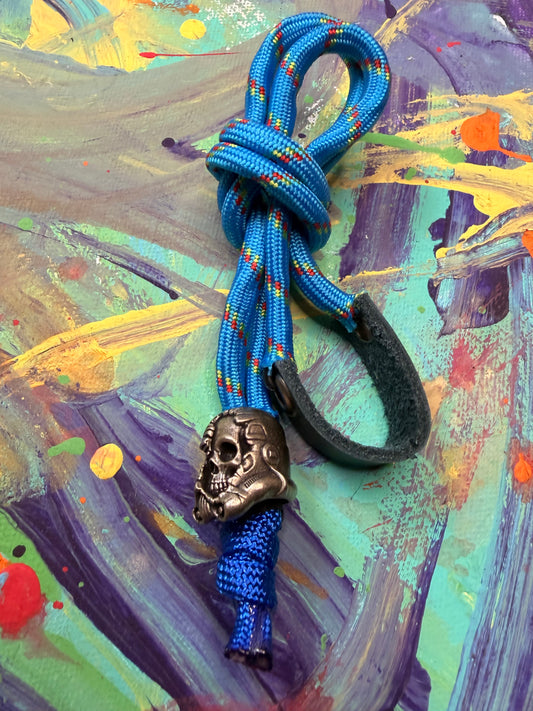 ** Daelin Custom** Blue on Blue Paracord EDC - Frameless Slingshot w/ Storm Trooper Charm - Blue Leather