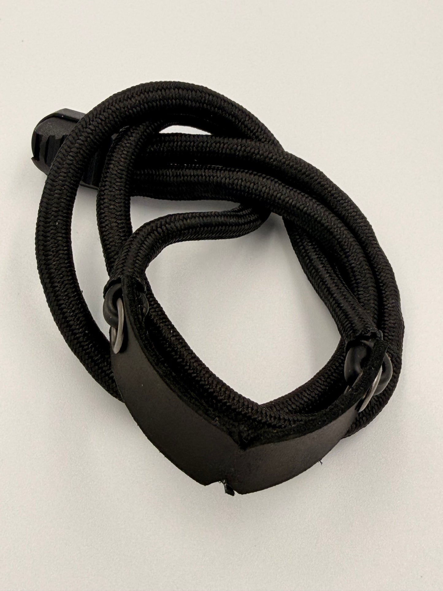 Black Paracord Bracelet - EDC Frameless Slingshot - Black Leather