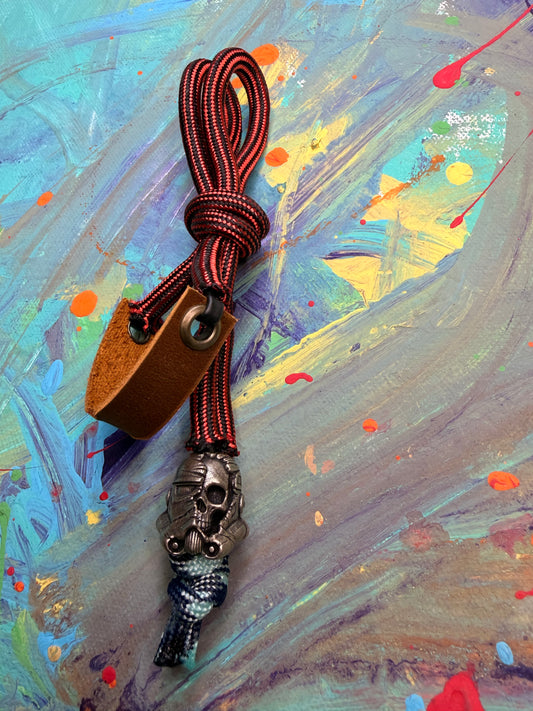 ** Ana Custom** Red & Black Paracord EDC - Frameless Slingshot w/ Storm Trooper Charm - Genuine Leather