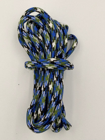 Blue Multicolor Paracord Bracelet - EDC Frameless Slingshot - Black Leather
