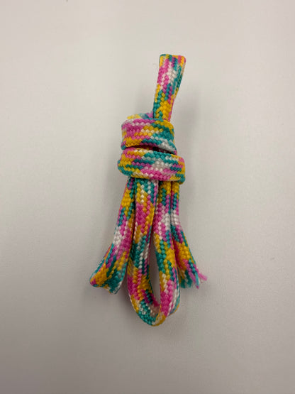 Pink/Yellow/Green Paracord Bracelet - EDC Frameless Slingshot - Black Leather
