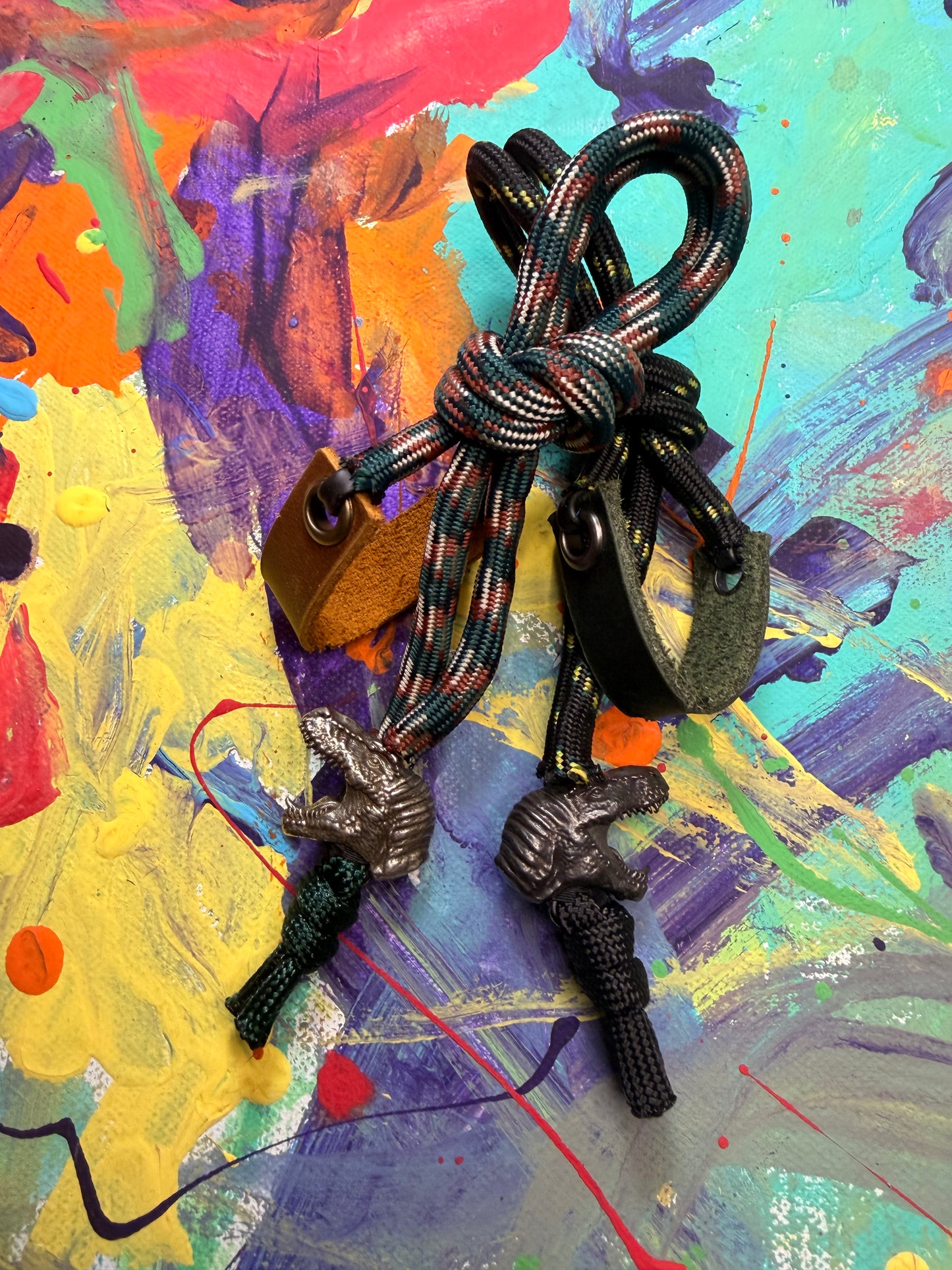 *Chase Custom* EDC - (2x)Frameless Slingshots w/ Dinosaur Head - Genuine Leather