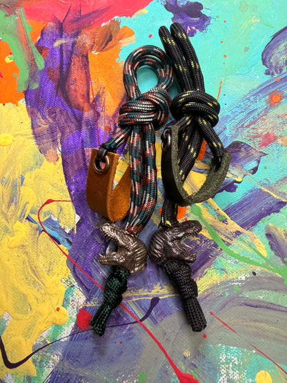 *Chase Custom* EDC - (2x)Frameless Slingshots w/ Dinosaur Head - Genuine Leather
