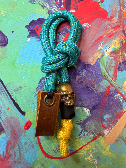 Mint Paracord EDC - Frameless Slingshot w/ Skull Charm - Genuine Leather