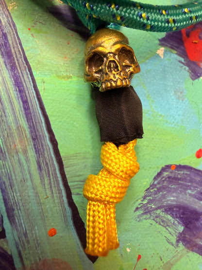 Mint Paracord EDC - Frameless Slingshot w/ Skull Charm - Genuine Leather